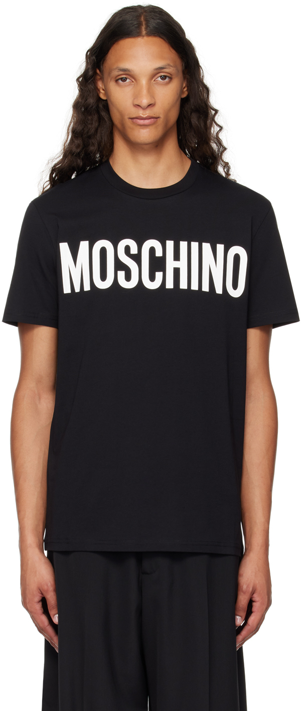 

Черная футболка с логотипом Moschino