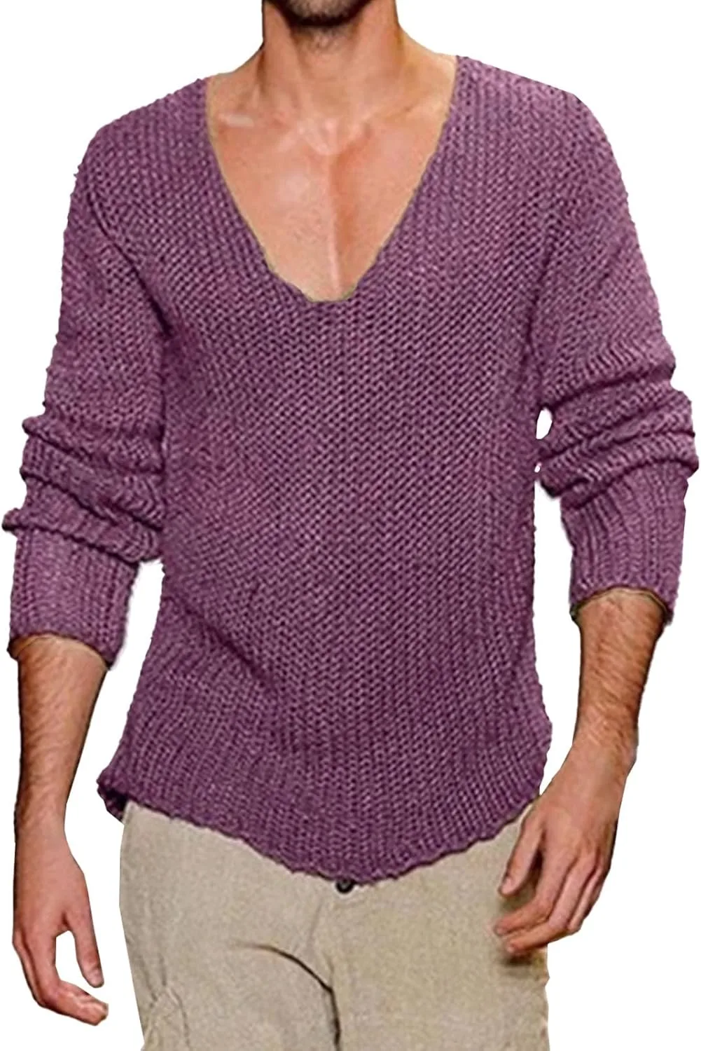 Мужской свитер с V-образным вырезом, Slim Fit, легкий