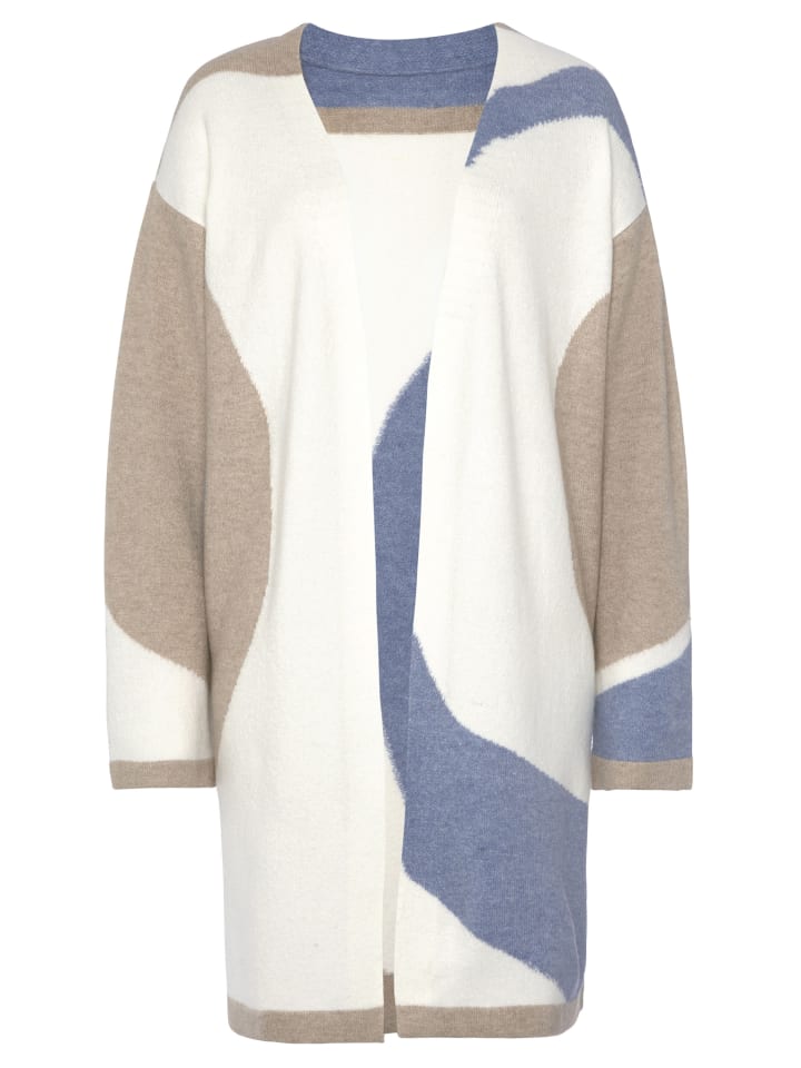 

Длинный кардиган кремово-бежево-голубого цвета LASCANA