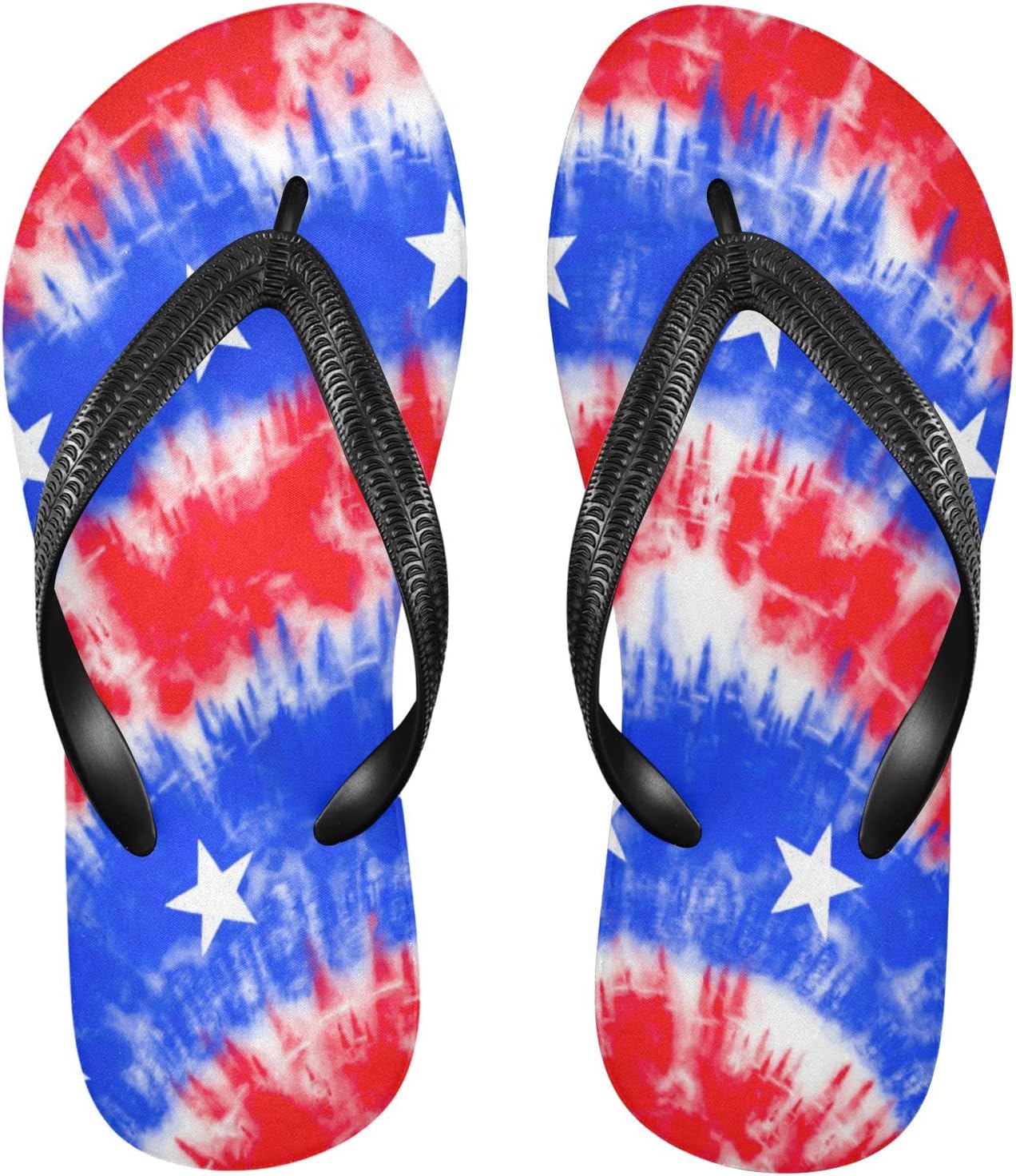 

Женские шлепанцы с принтом американского флага тай-дай, летние пляжные сандалии, повседневные вьетнамки, удобные душевые шлепанцы, нескользящие водные сандалии, обувь XXL Eionryn, XX-Large Multicoloured