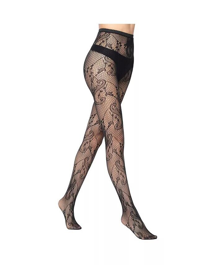 

Женские колготки в сеточку Fleur de Lis Stems, черный