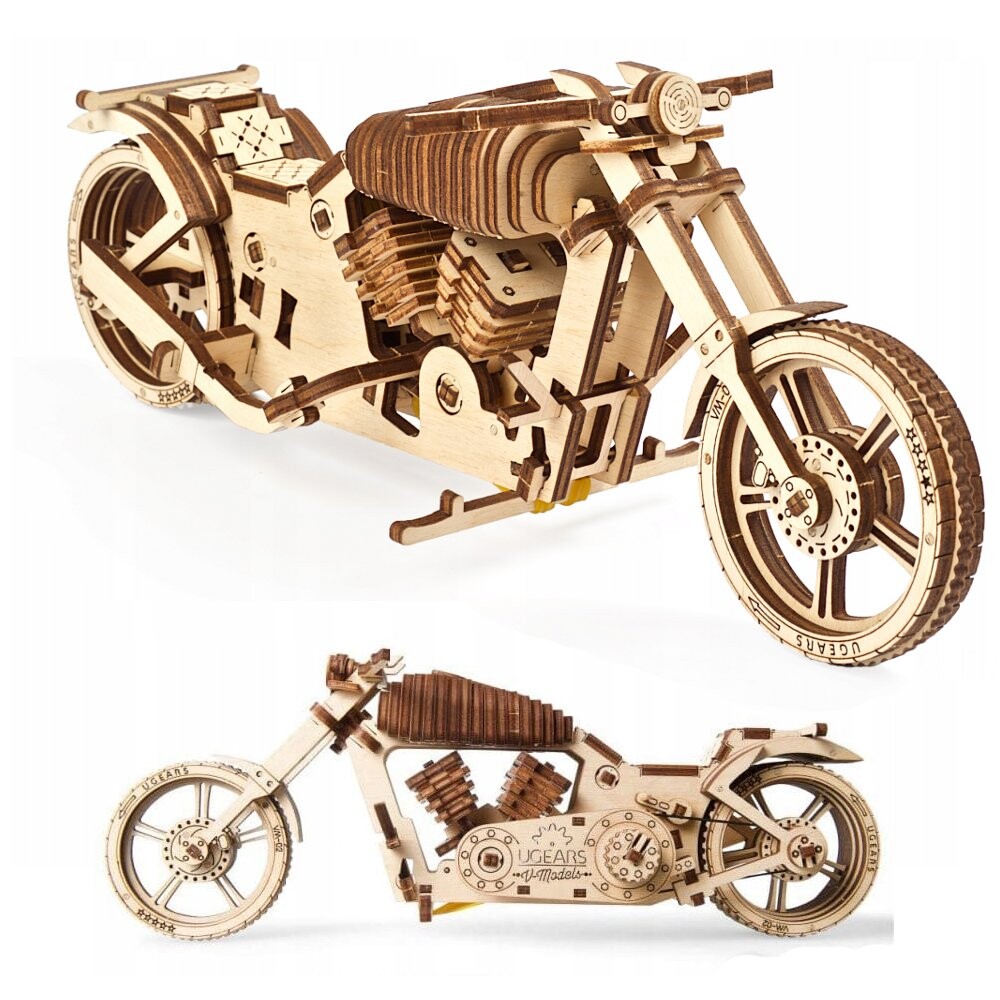

Ugears, Мотоцикл ВМ-02, механическая складная модель, 10+