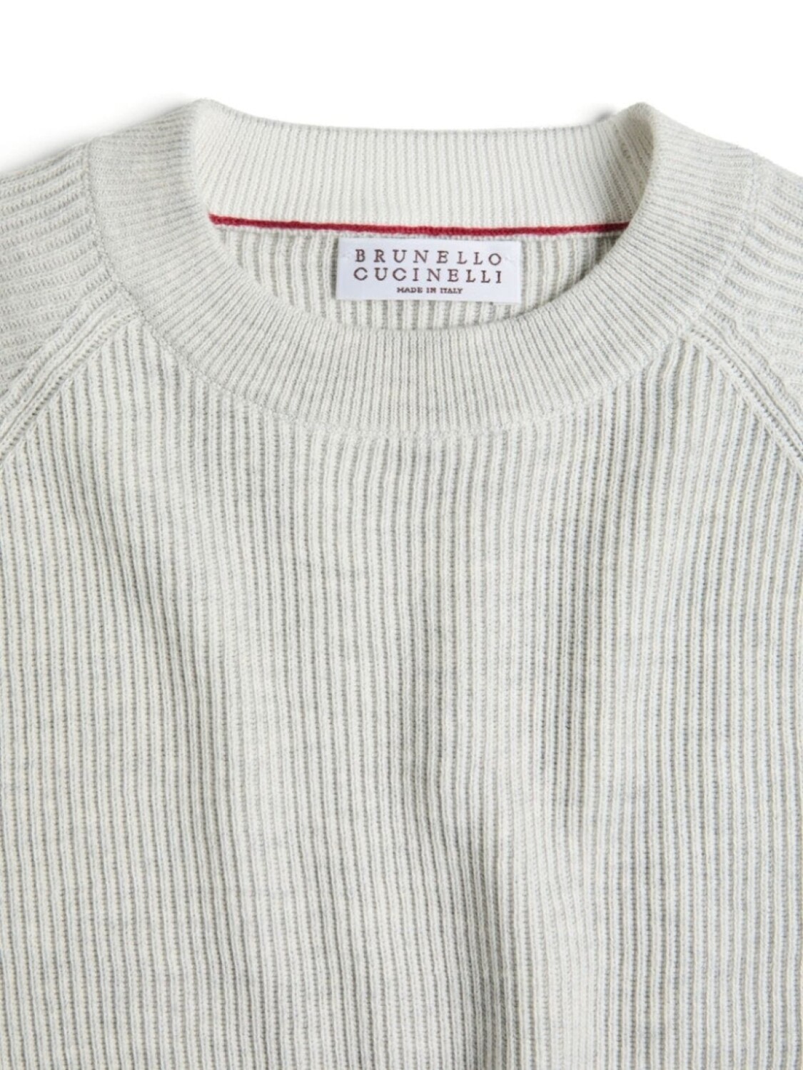 Brunello Cucinelli Kids джемпер из хлопчатобумажной пряжи в рубчик, белый — фото 3