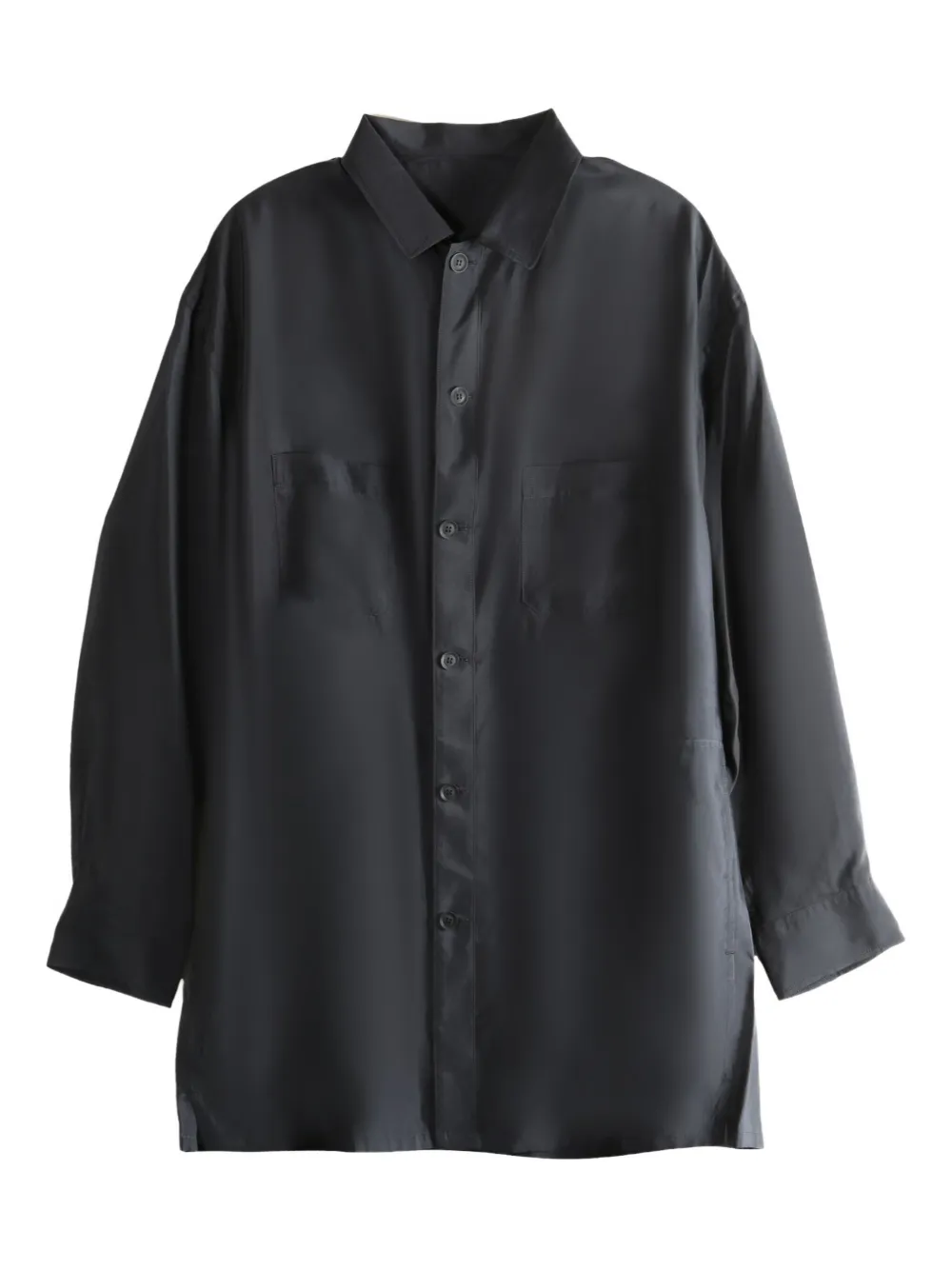 

Рубашка из купро с двумя карманами Yohji Yamamoto, черный