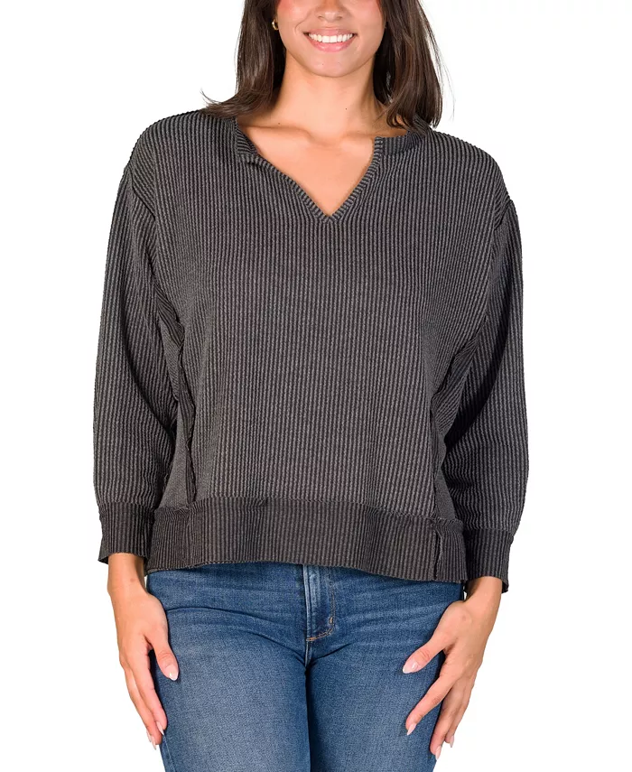 

Женская свободная толстовка с V-образным вырезом из рубчатого трикотажа 24seven Comfort Apparel, черный