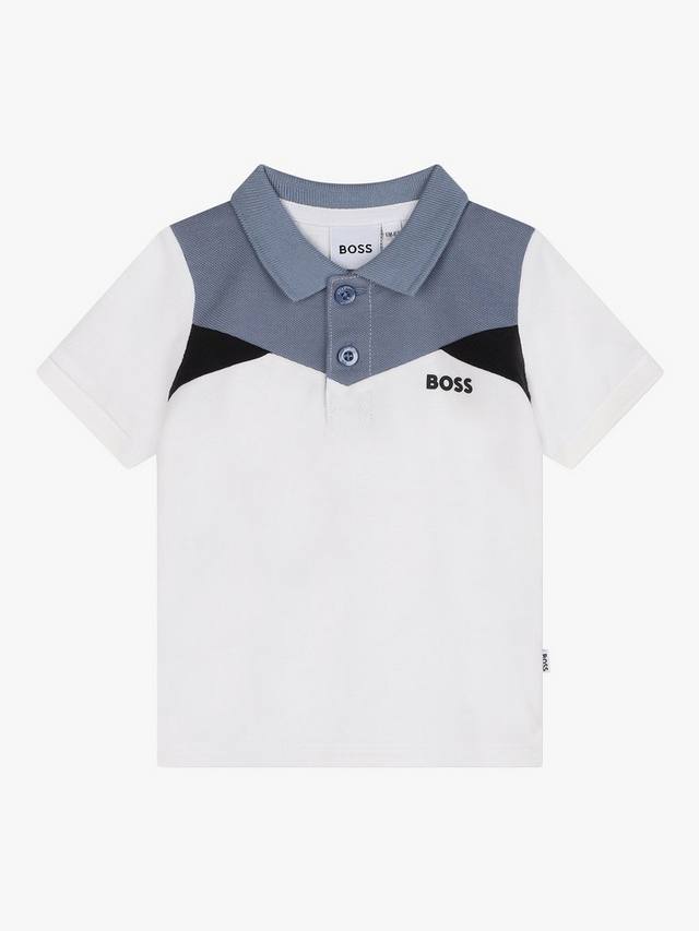

Рубашка поло с цветным блоком с детским логотипом HUGO BOSS, белый