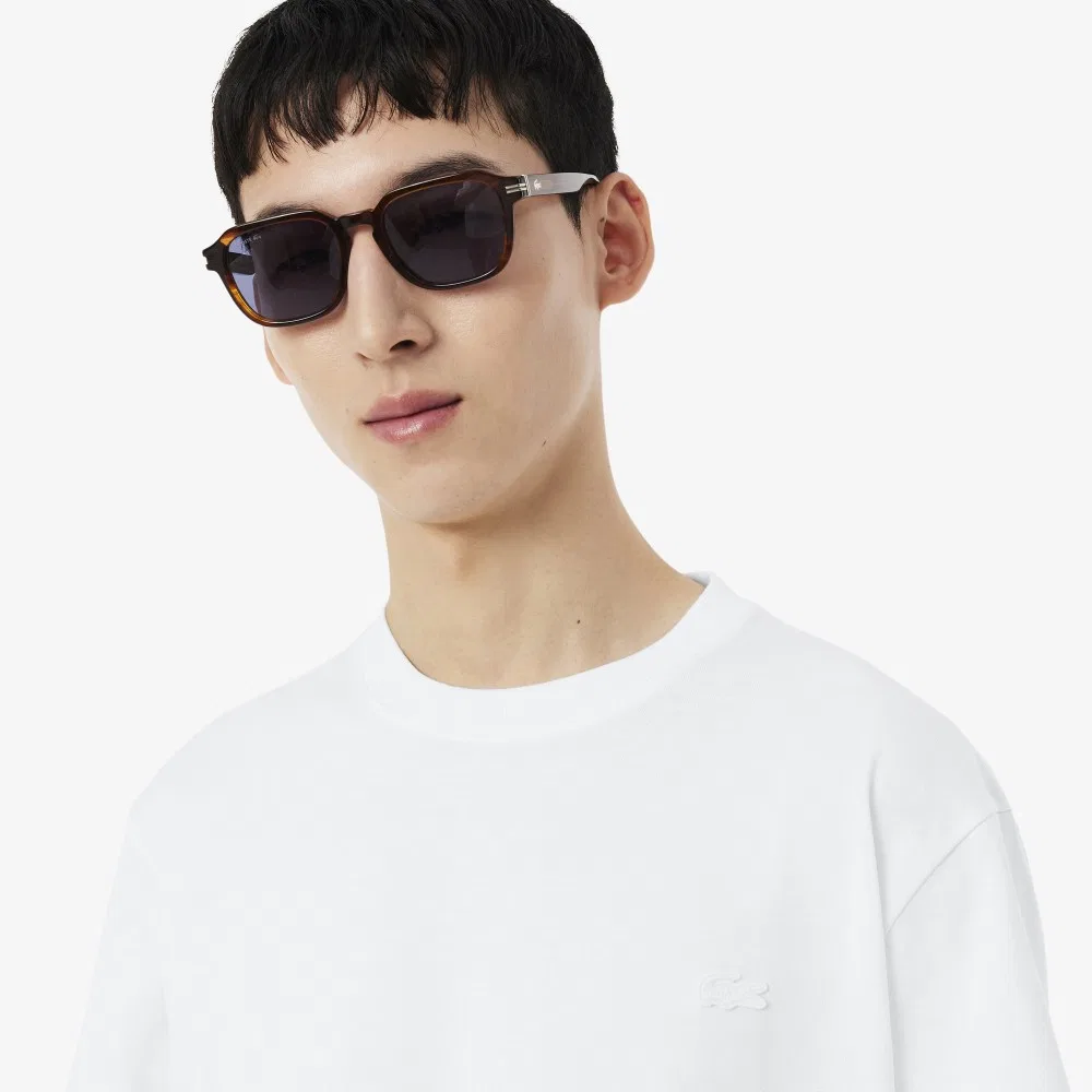 Мужская футболка Lacoste с графикой теннисного корта, белый — фото 2