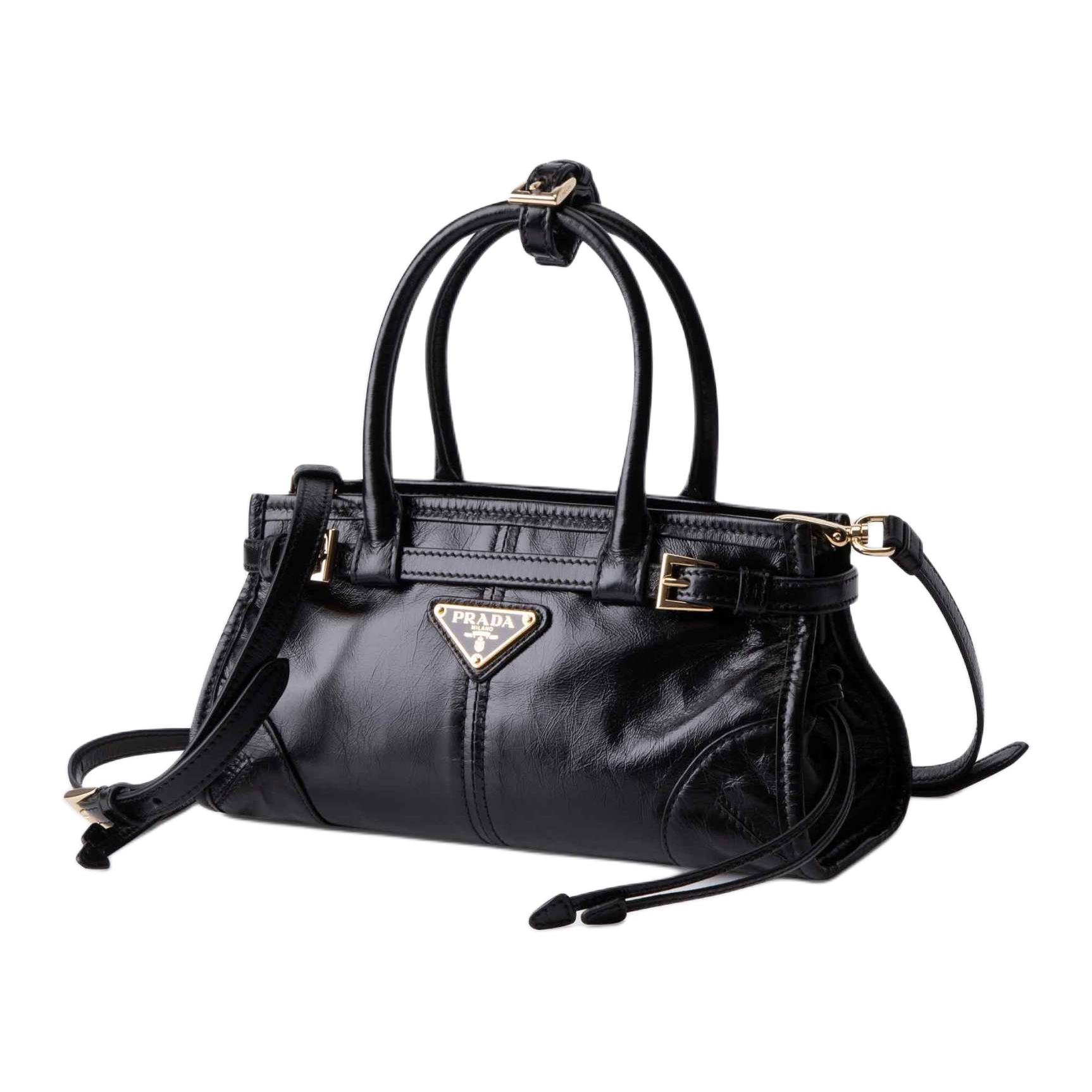PRADA Сумка женская маленькая из кожи Бонни Коровы черная — фото 2