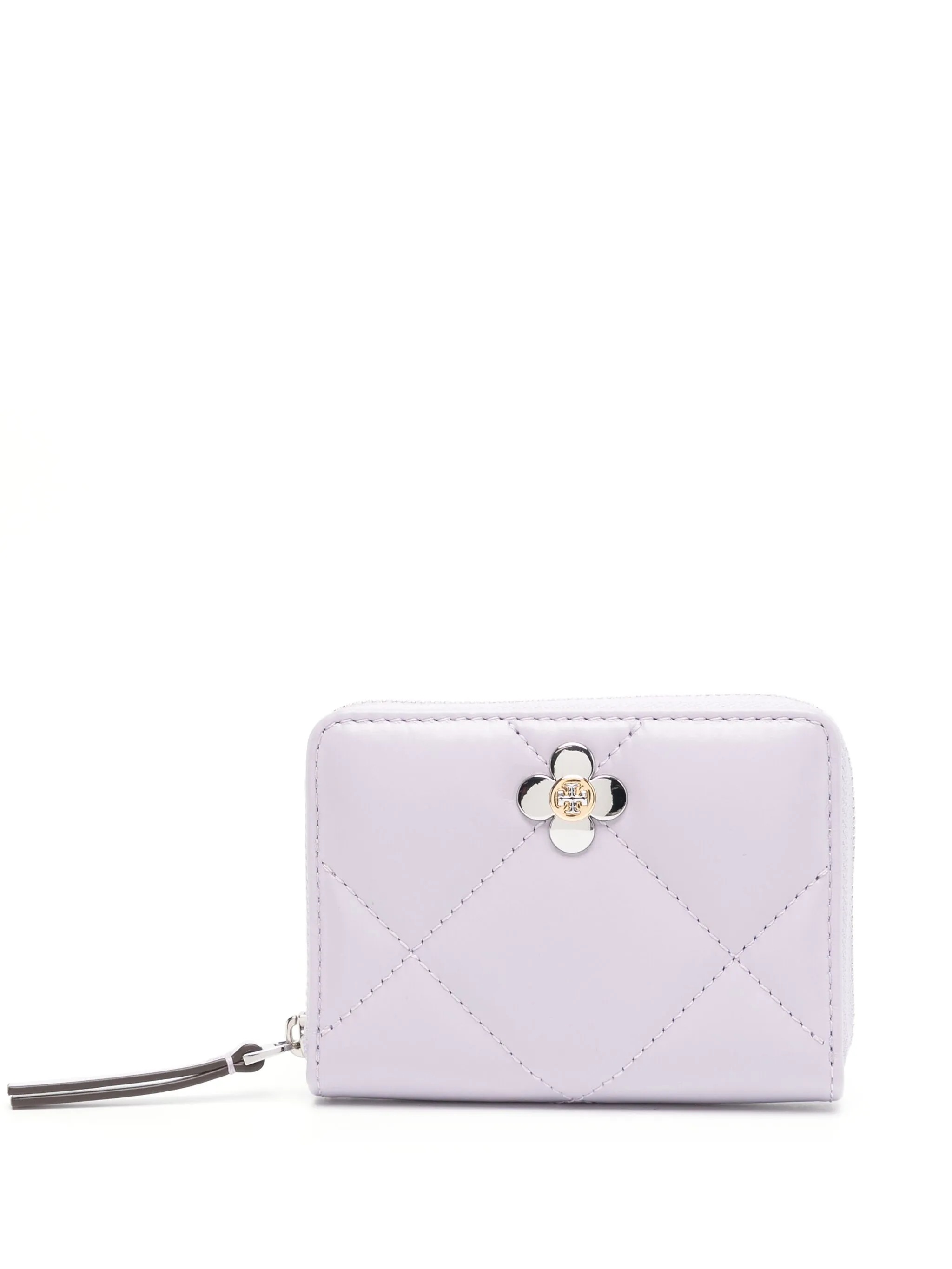 

Стеганый кошелек Kira Clover с круговой молнией Tory Burch, фиолетовый