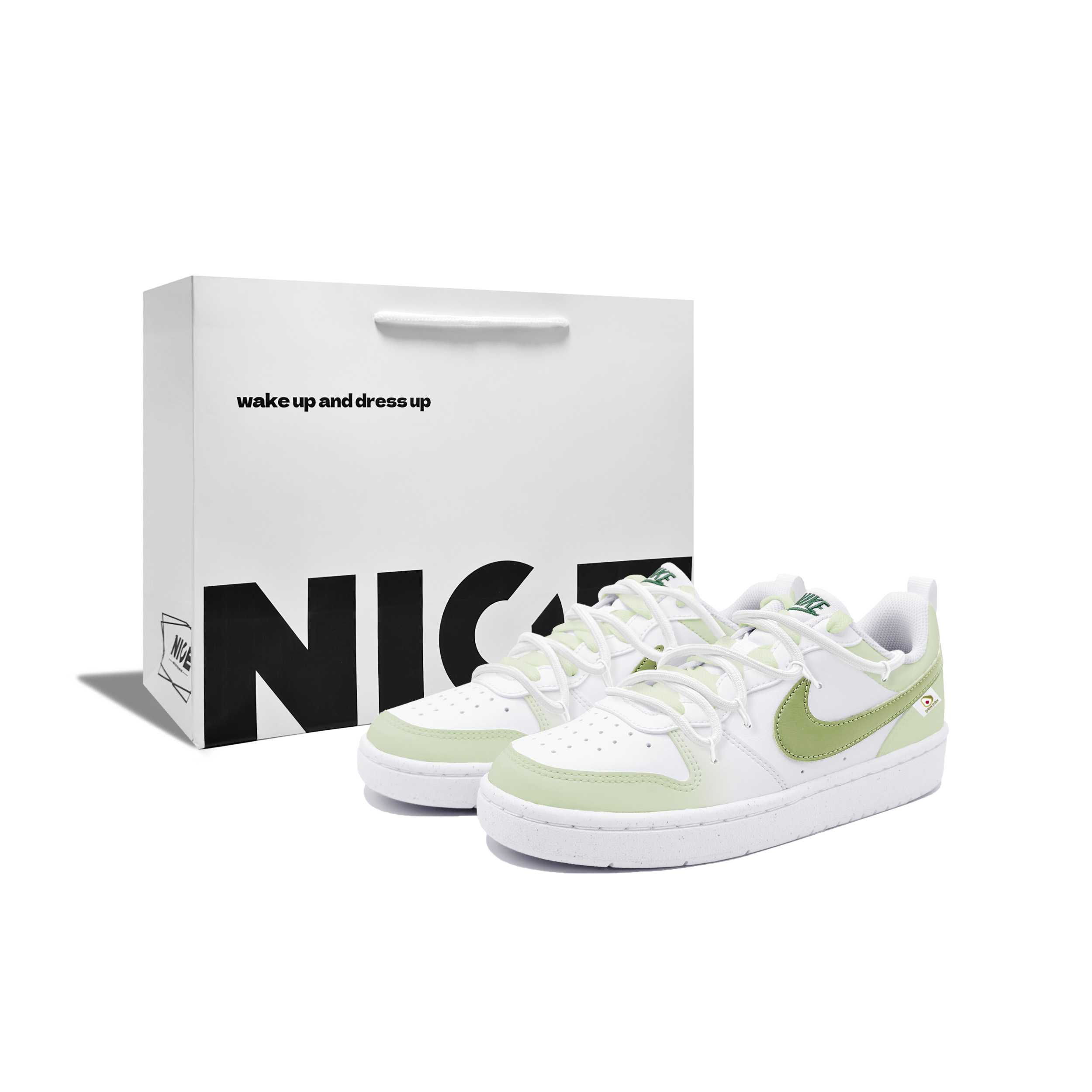 

Court Borough Avocado устойчивые к истиранию низкие детские скейтбординговые кроссовки для подростков Nike, зеленый