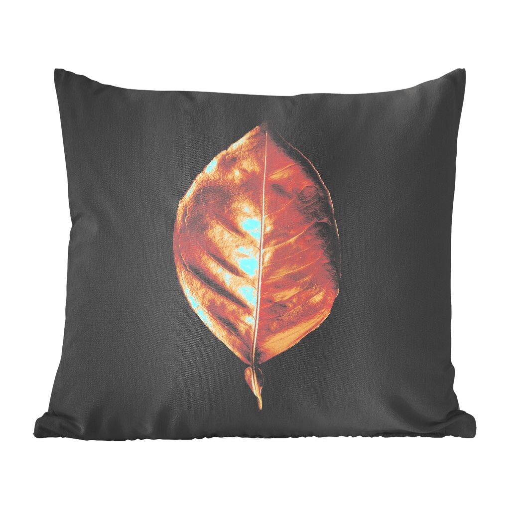 

MuchoWow Golden Leaves - Золотые листья на черном фоне - 60x60 см - Чехол на подушку - Хлопчатобумажная ткань - Декоративные чехлы на подушки