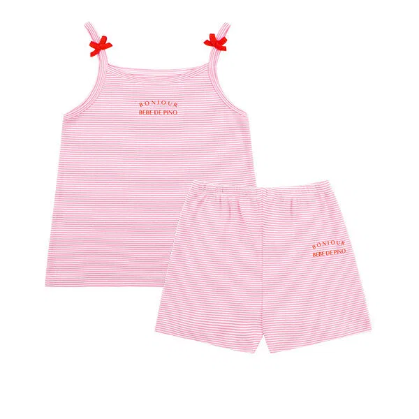 Детский комплект для дома в розовую полоску с бантом от Bebe De Pino Underwear