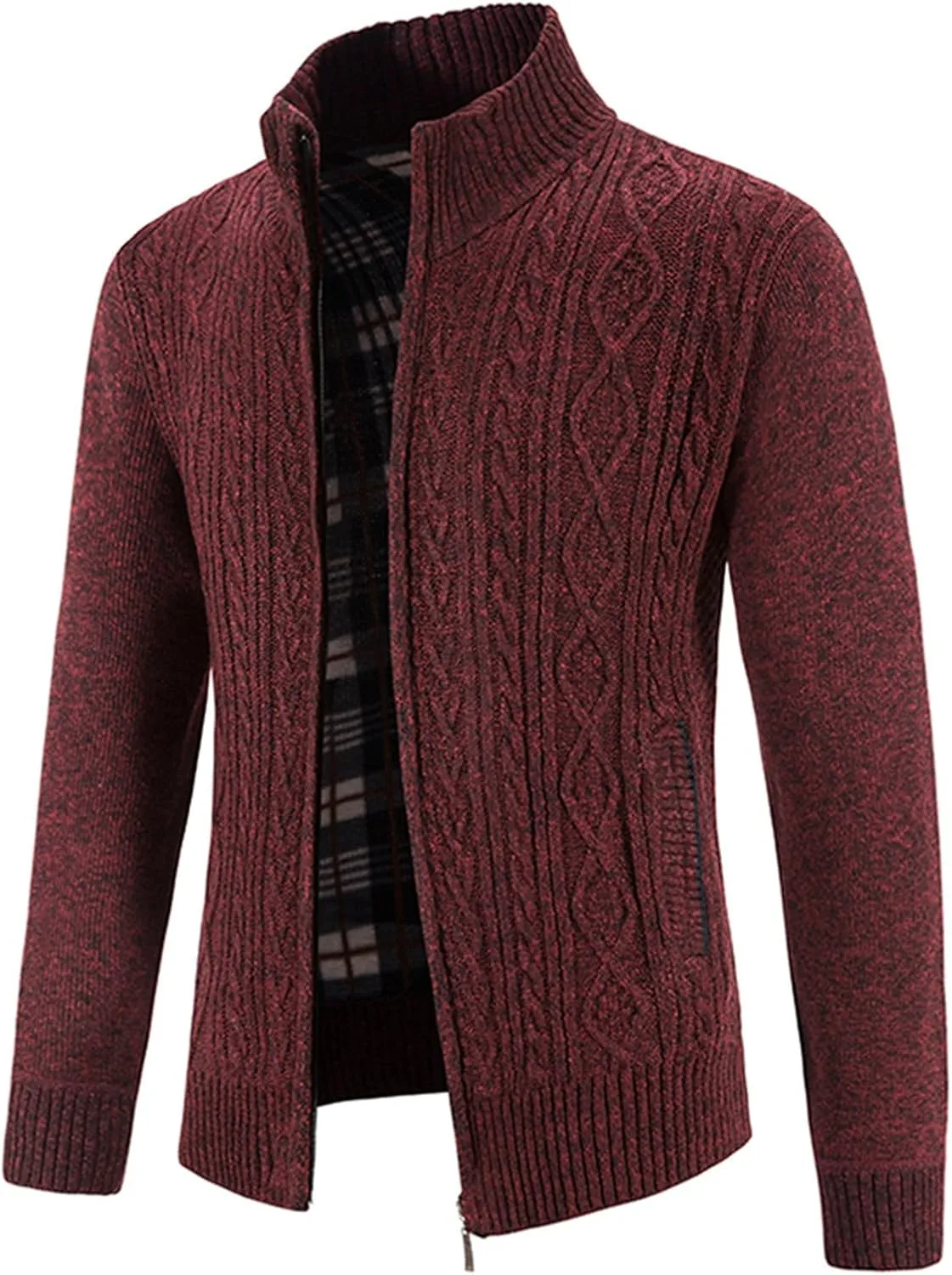 

Кардиган мужской NATHGAM Slim Fit с воротником-стойкой, кабельной вязкой и карманами