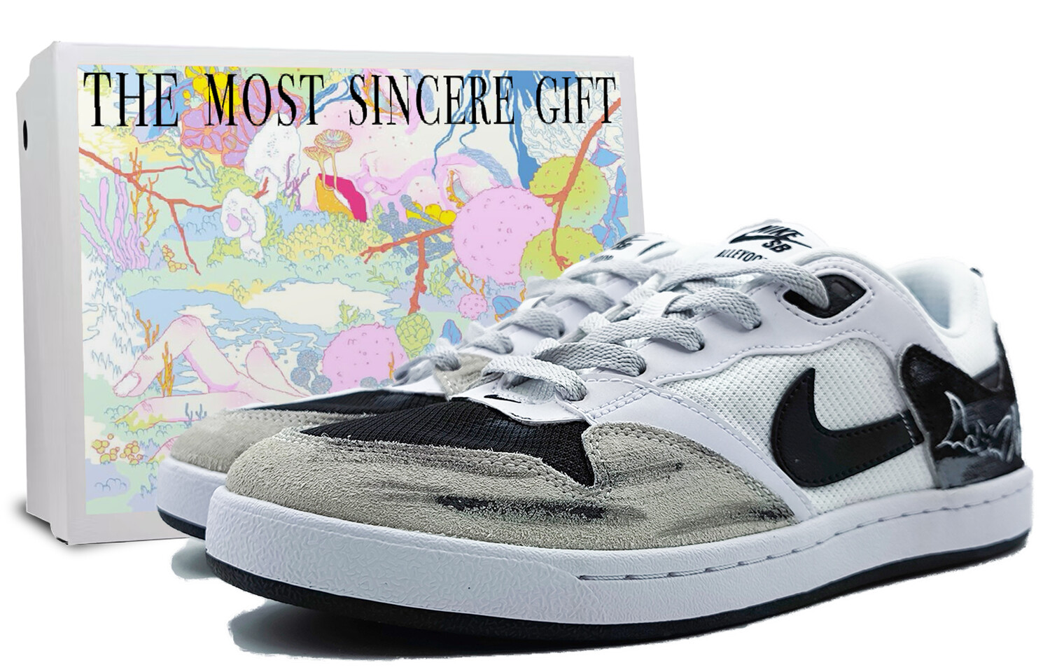 

Кроссовки Nike SB Alleyoop Skateboarding Shoes Men Low-top White, светло-серый