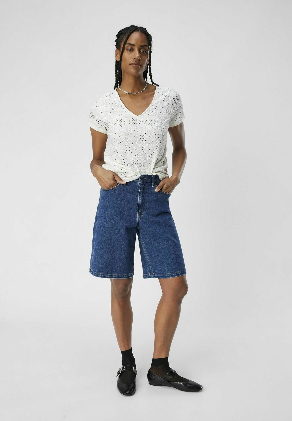 

Блуза FEODORA V-NECK NOOS Object, кремовый