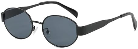 

Овальные солнцезащитные очки для женщин в стиле ретро, ​​металлические солнцезащитные очки для активного отдыха, классические мужские очки с защитой от УФ-излучения UV400 MTZJH, Black