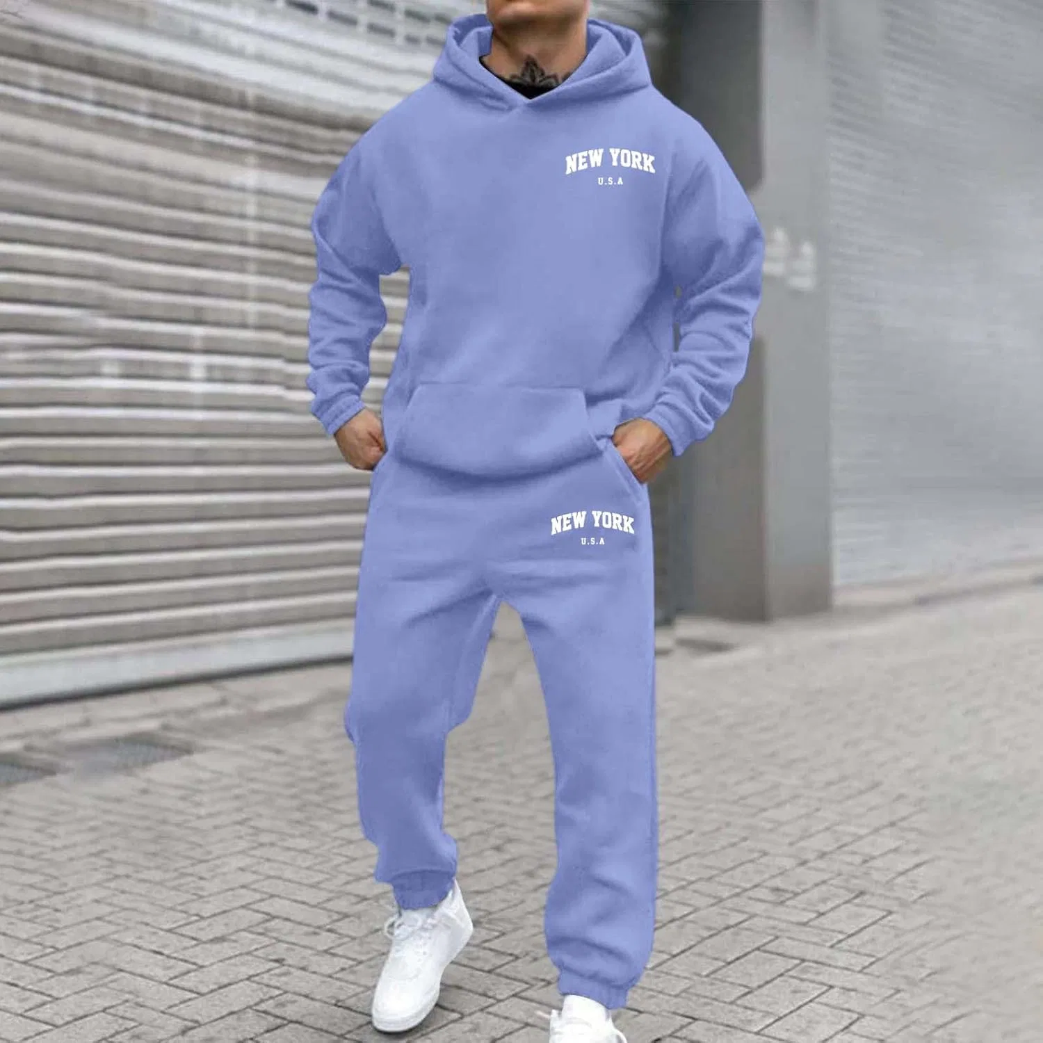 Спортивный костюм из флиса, худи и джоггеры, Generic, Purple