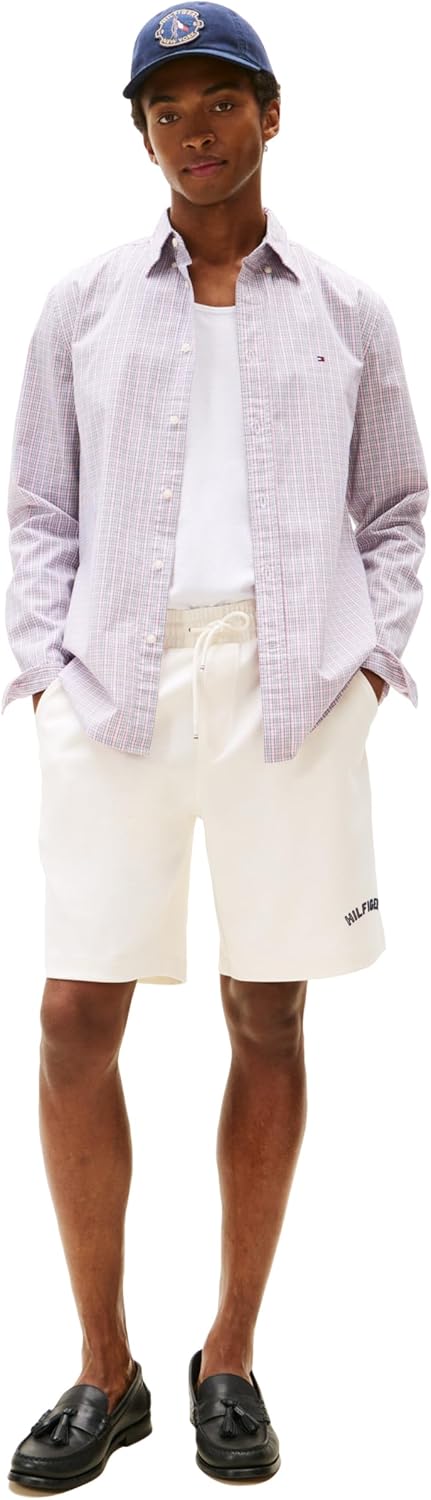 Мужские рубашки Tommy Hilfiger Poplin с длинным рукавом, классического кроя, застегивающиеся на пуговицы, также доступны в размерах для больших и высоких размеров., Classic Pink / Multi Check — фото 3