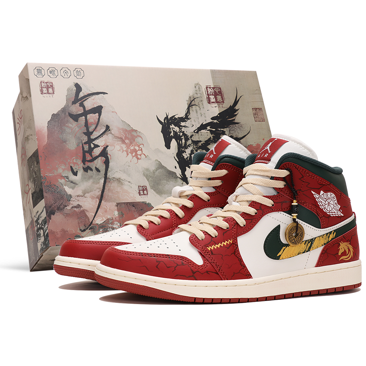 

Jordan Кроссовки Air 1 Mid top Vintage Unisex красные белые