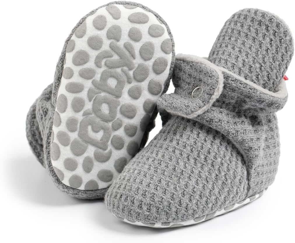 

HsdsBebe Унисекс Новорожденные Детские Хлопковые Пинетки с Нескользящей Подошвой для Малышей Мальчиков и Девочек Зимние Теплые Флисовые Носочки-Обувь, A02/Grey