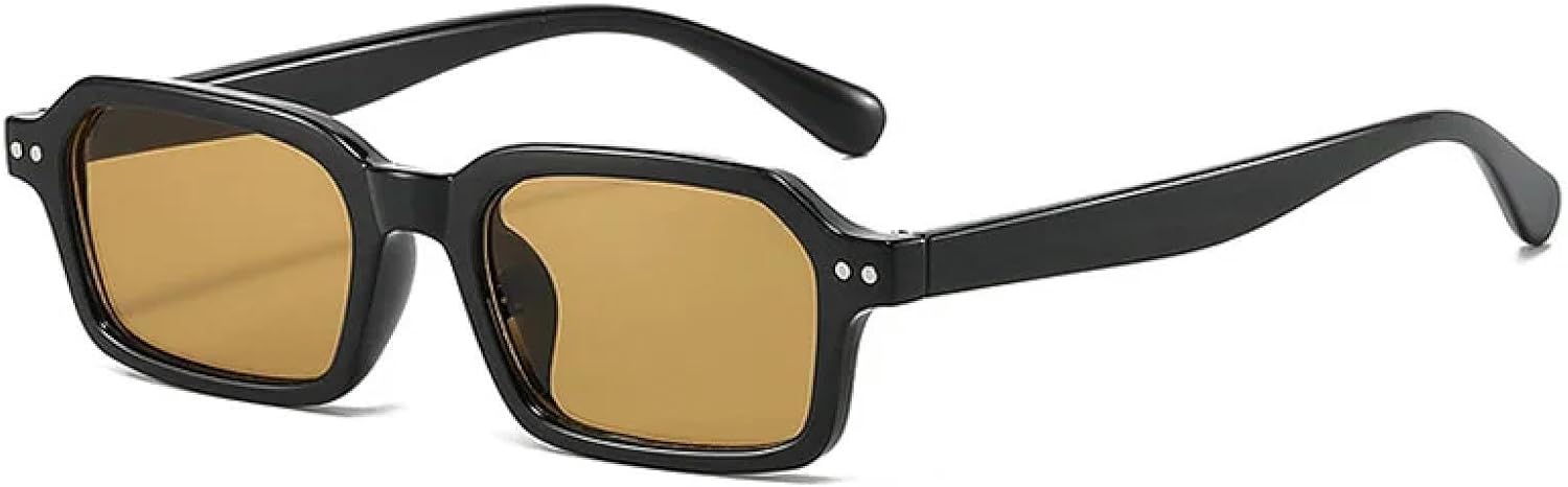 

Солнцезащитные очки в тонкой прямоугольной оправе для мужчин и женщин, винтажные, разноцветные, модные, роскошные, с защитой от УФ-излучения UV400 VVTWSSW, Black-brown