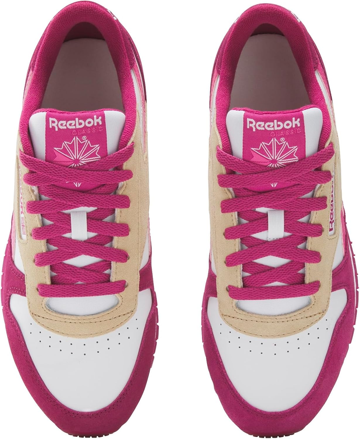 Кроссовки Reebok Classic Leather для мужчин, белый/розовый — фото 3