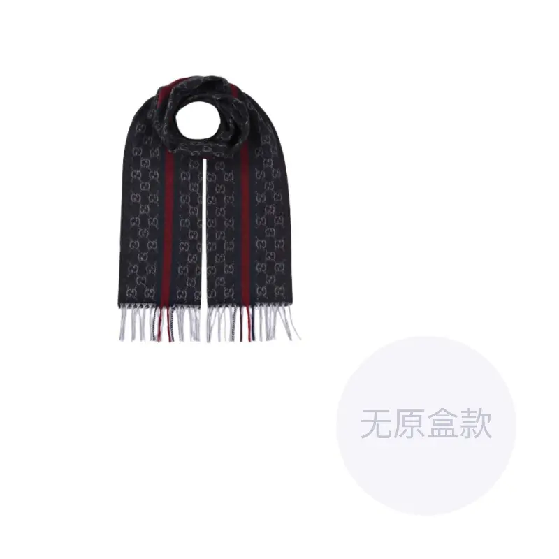 

GUCCI Шерстяной вязаный шарф мужской Cerulean/Gray