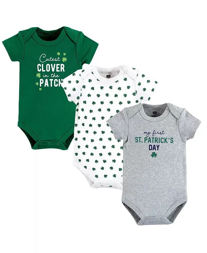 

Хлопковые боди для маленьких мальчиков, Cuteest Clover, 3 шт Hudson Baby, зеленый