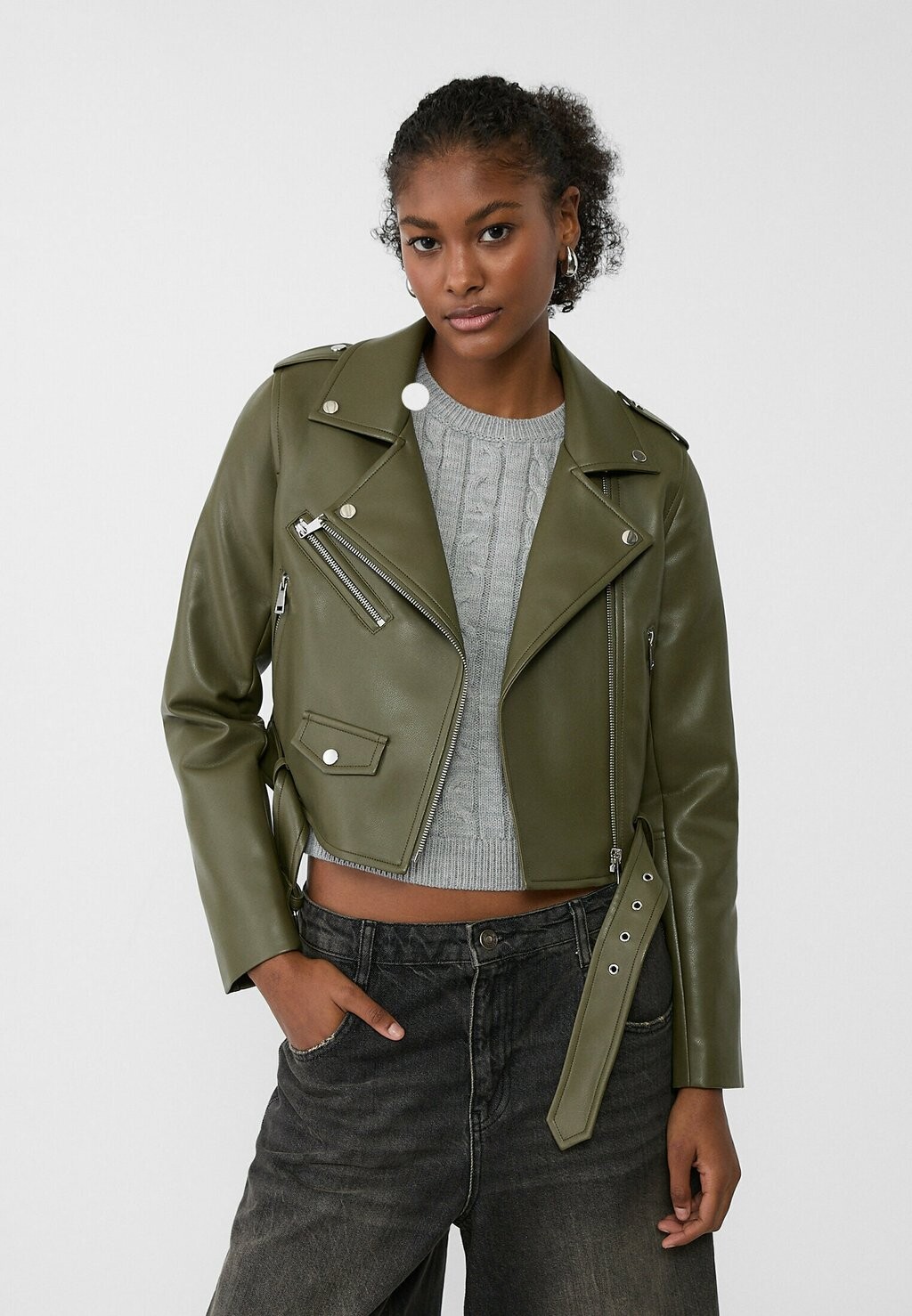 

Куртка из искусственной кожи Stradivarius, хаки