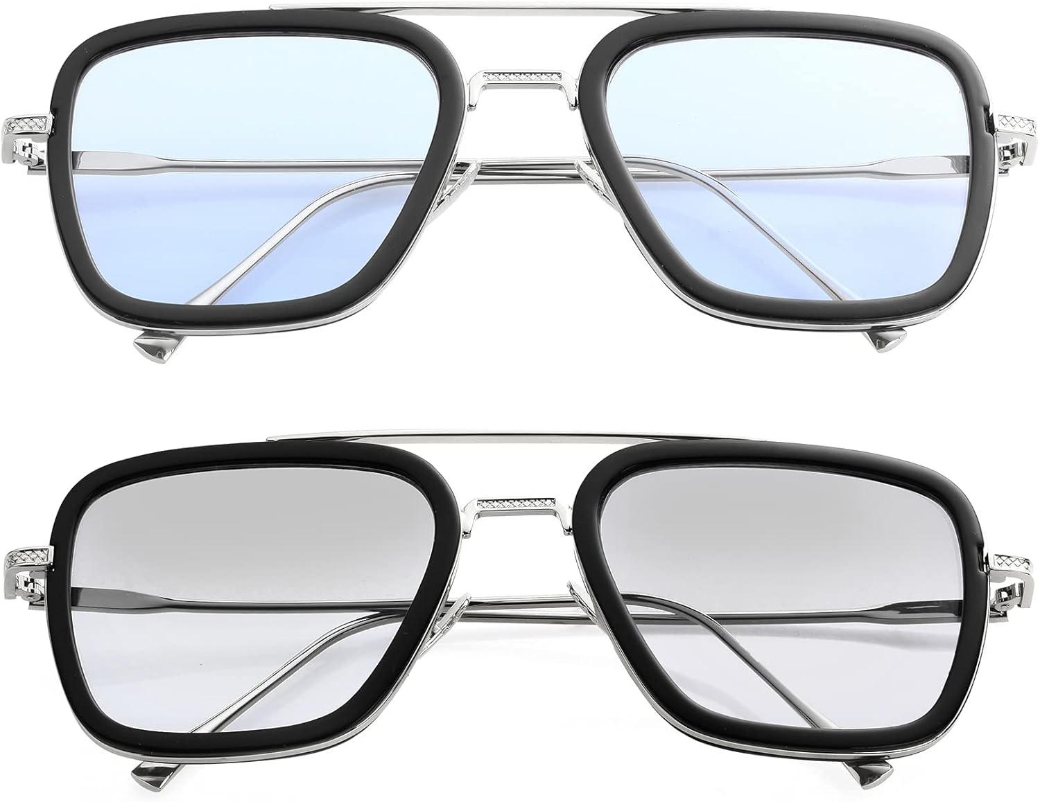 

Солнцезащитные очки AIEYEZO Тони Старк в винтажном стиле, квадратная металлическая оправа, для мужчин и женщин - очки Железного человека и Эдит, Two Pack (Spider Man Same Color + Tony Stark Same Color)