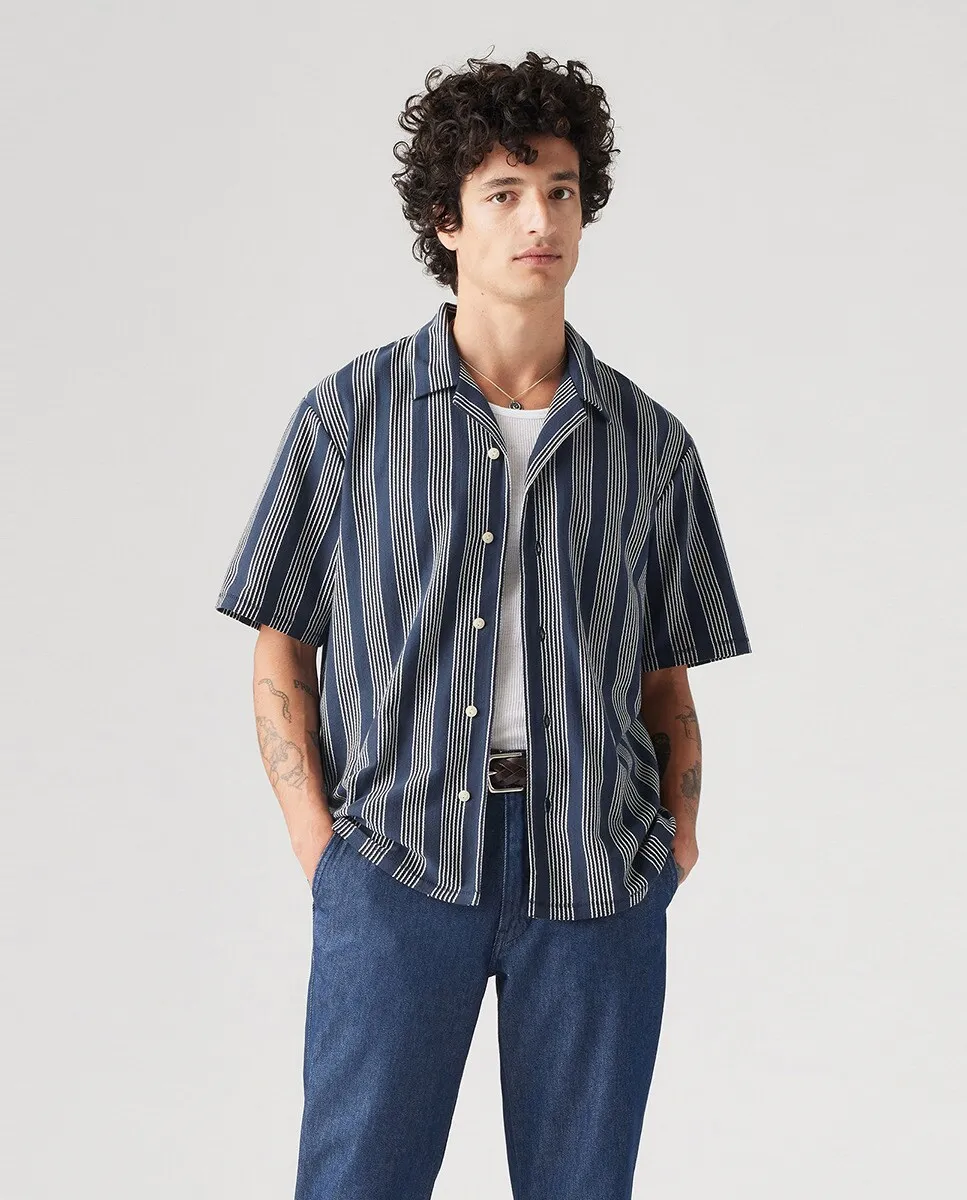 

Мужская рубашка свободного кроя из хлопка с короткими рукавами Levi's, темно-синий