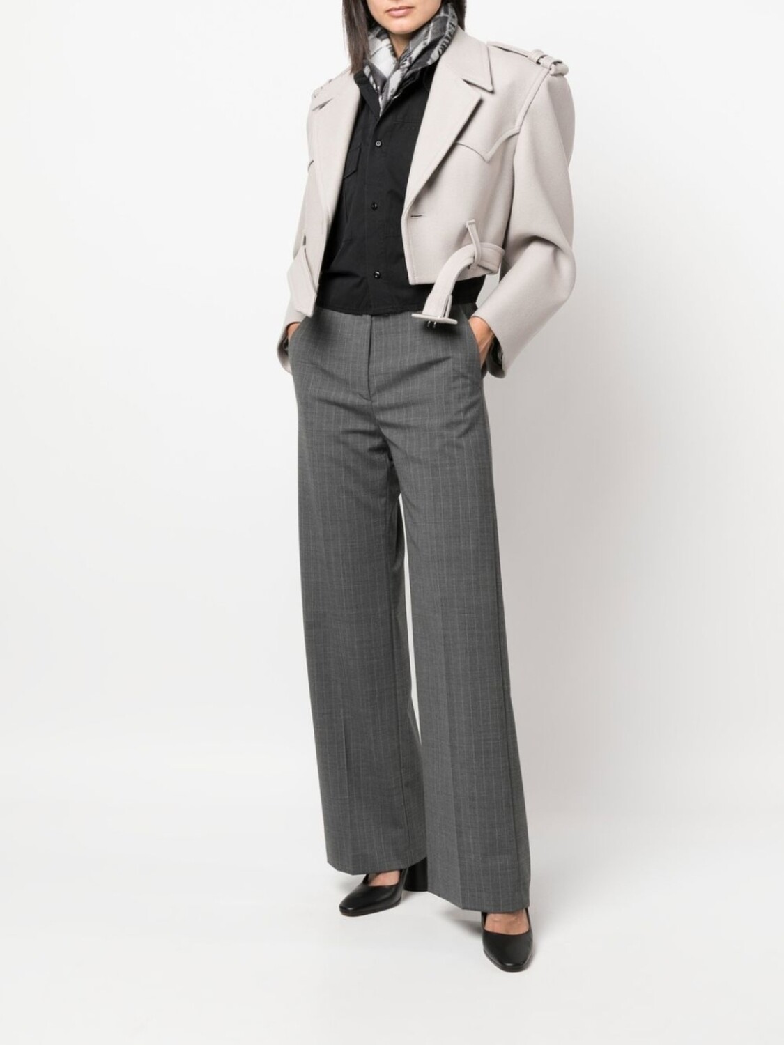 

MM6 Maison Margiela укороченная байкерская куртка, серый