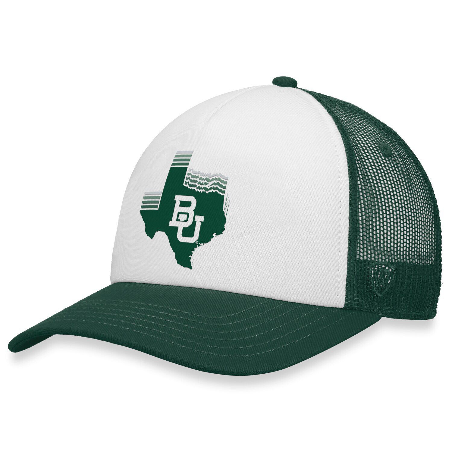 

Мужская бело-зеленая кепка Top of the World Baylor Bears Tone Down Trucker Snapback