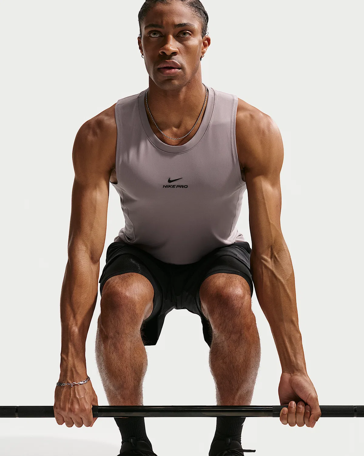 Мужская тренировочная майка Nike Pro Dri-FIT, Light Violet Ore/Black — фото 3