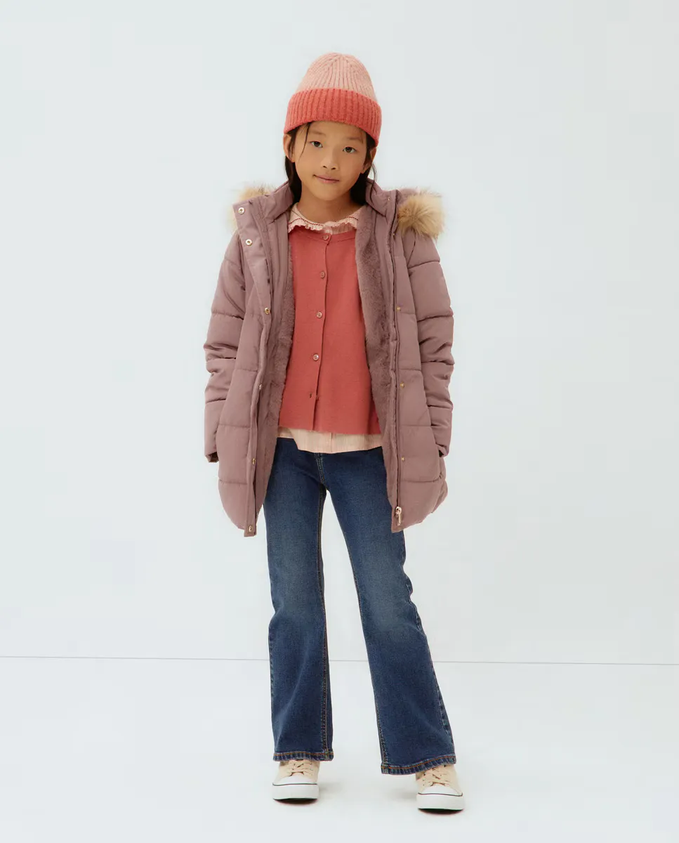 

Длинная парка для девочки с поясом Kids El Corte Inglés, цвет 291 Berenjena