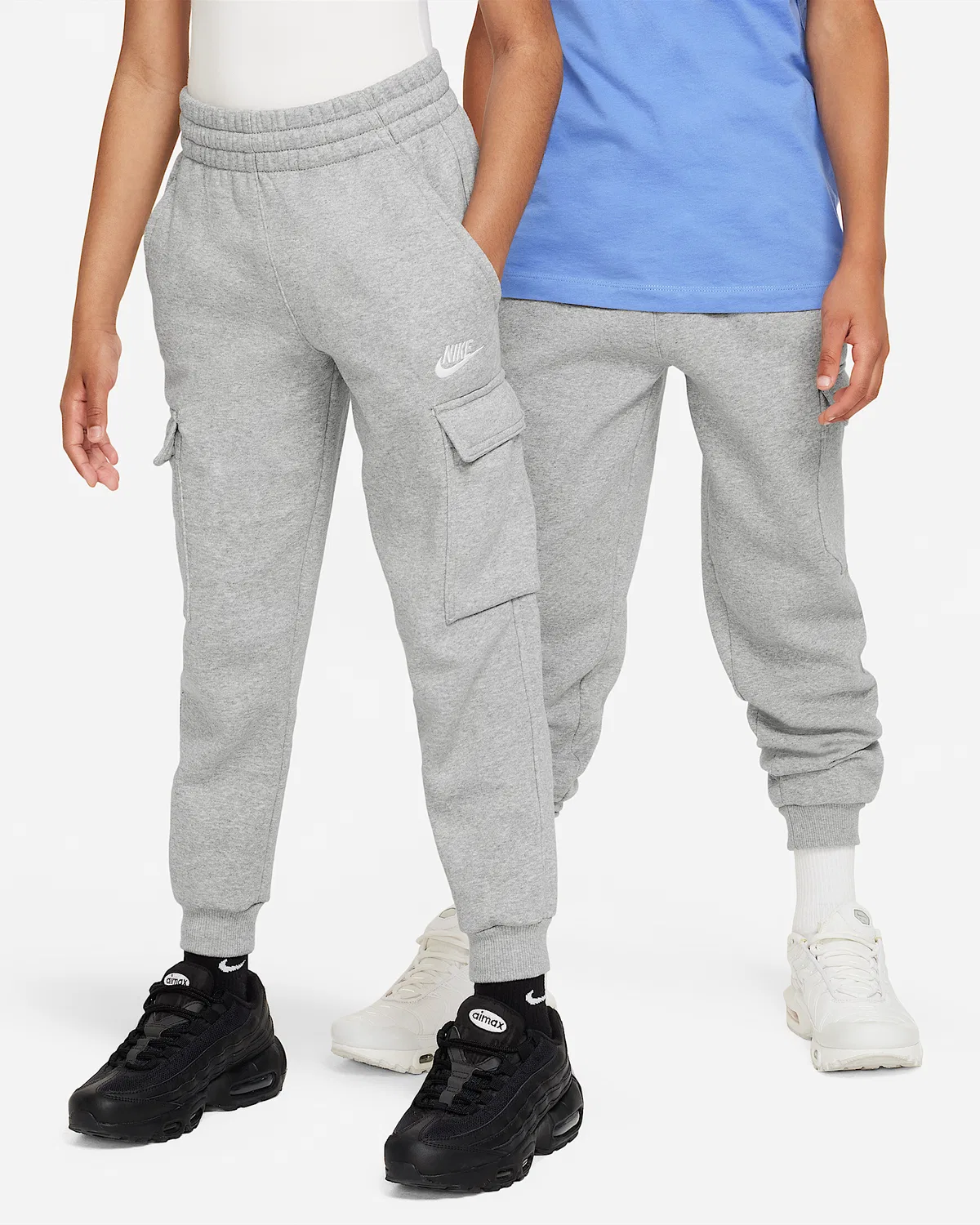 Детские карго-штаны Nike Sportswear Club Fleece, Dark Grey Heather/Base Grey/White
