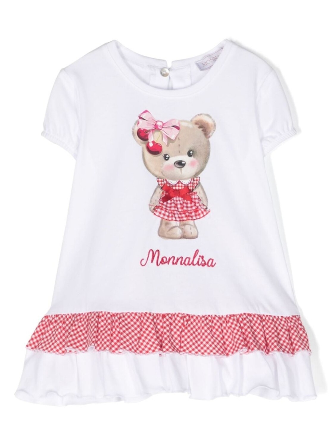 

Monnalisa топ с оборками и принтом Teddy Bear, белый