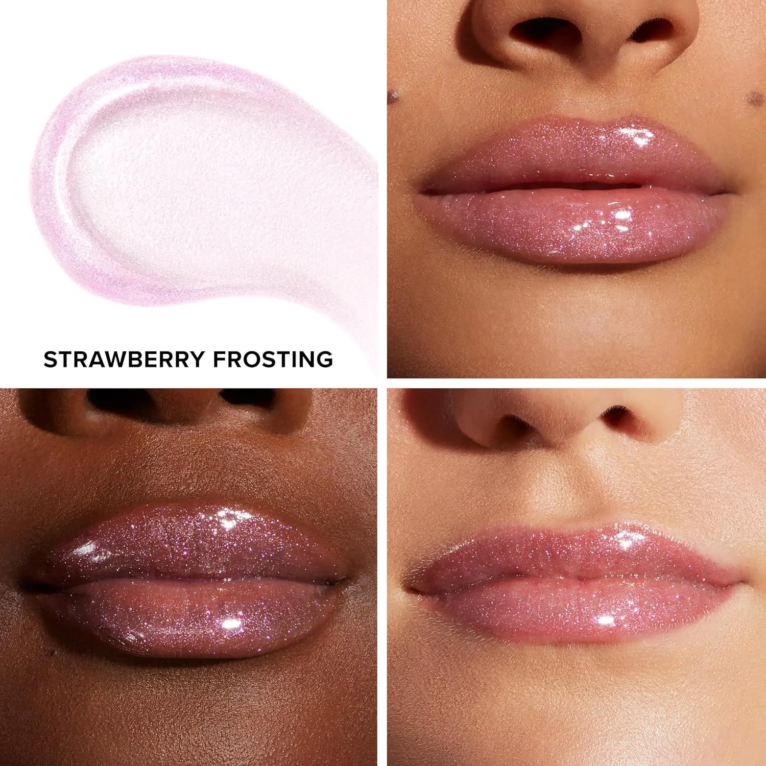 Блеск для губ Too Faced Kissing Jelly Lip Oil Gloss | Увлажняющее масло и блеск для губ, обеспечивающие мгновенное увлажнение и блеск., 01 Strawberry Frosting (Clear With Pink & Gold Shimmer) — фото 2
