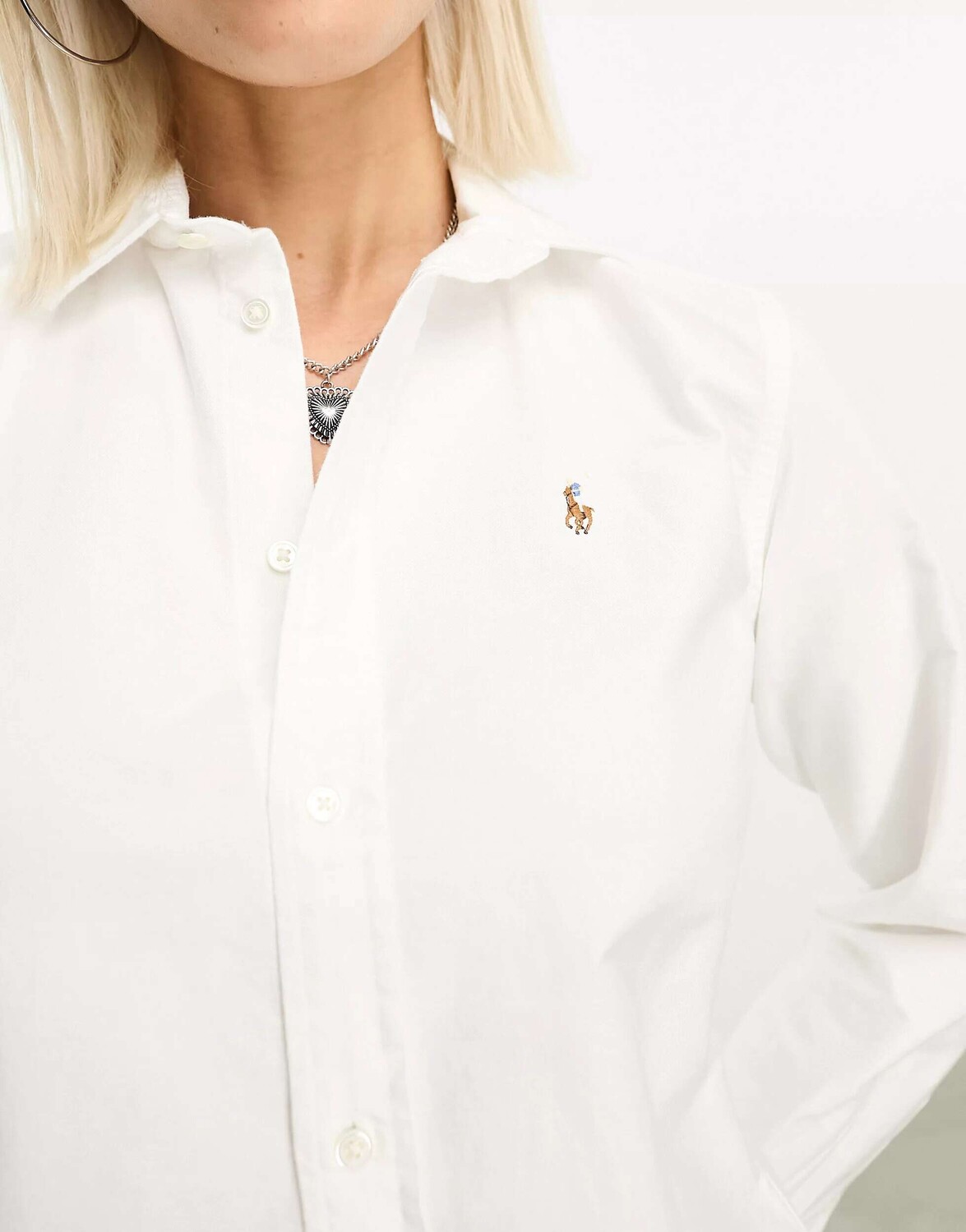 Белая оксфордская рубашка с длинными рукавами Polo Ralph Lauren — фото 4