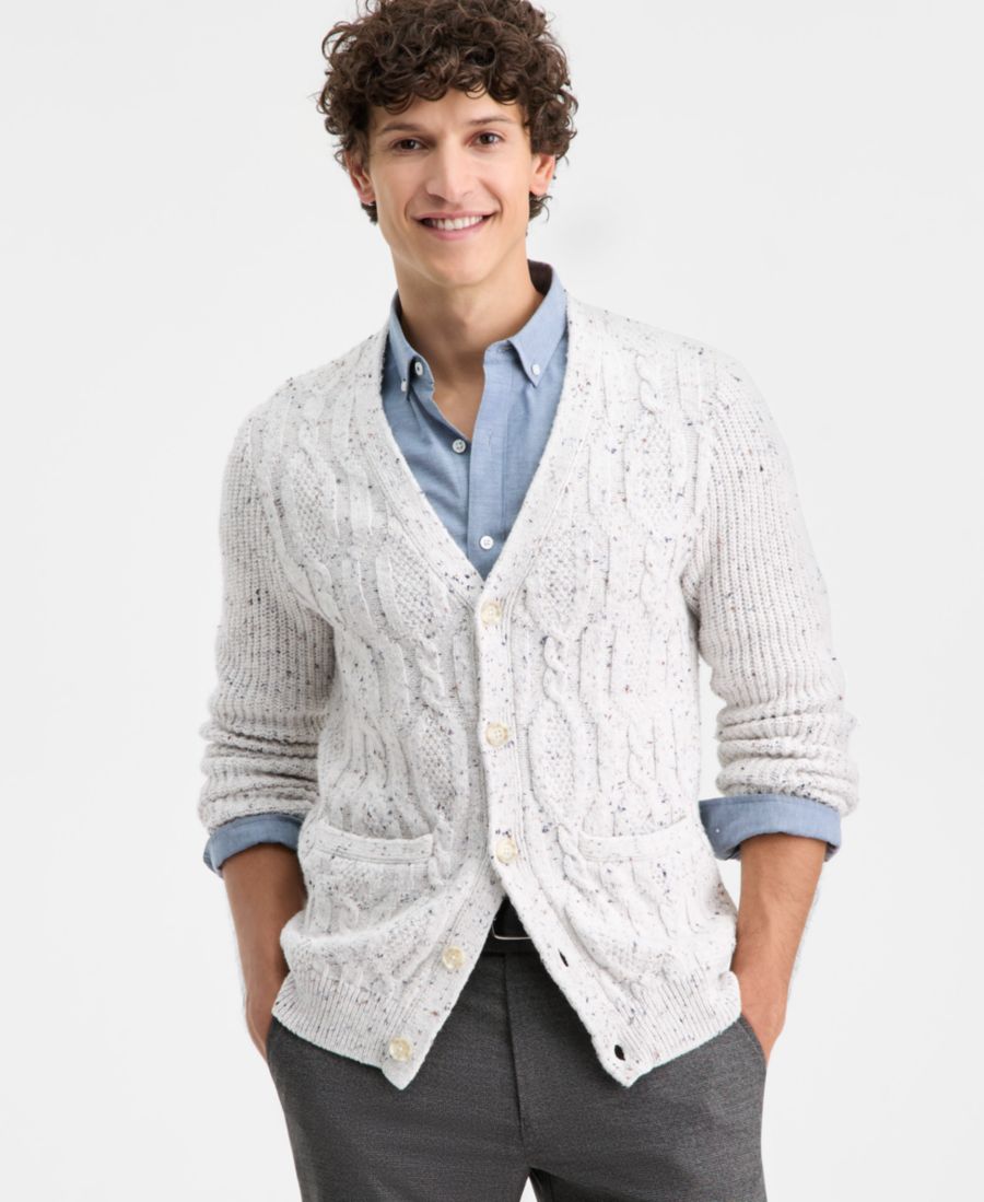 

Мужской кардиган Elv Cable, эксклюзивно представлен в Macy's Club Room, Winter Ivory