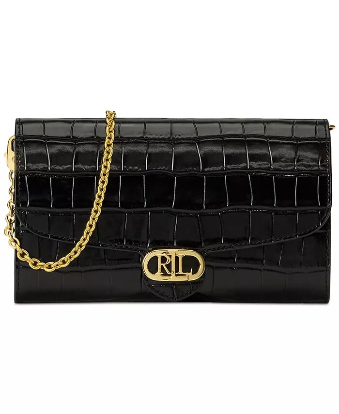 

Сумка Adair из кожи с тиснением под крокодила, маленькая, через плечо Lauren Ralph Lauren, черный