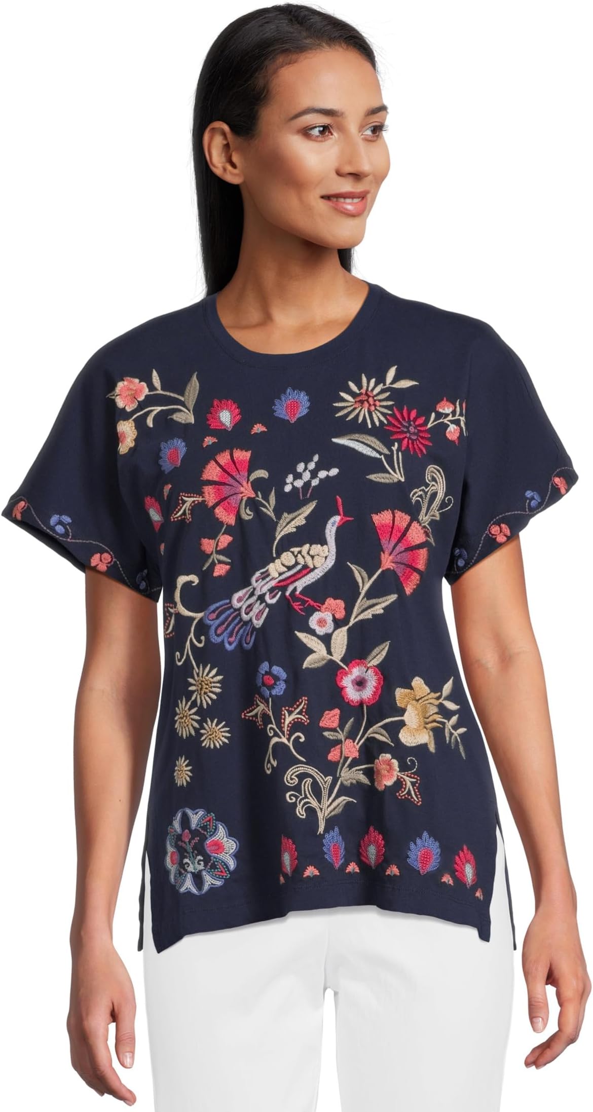 

Футболка Johnny Was Side Slit Dolman Tee - Gloria, цвет Blue Night
