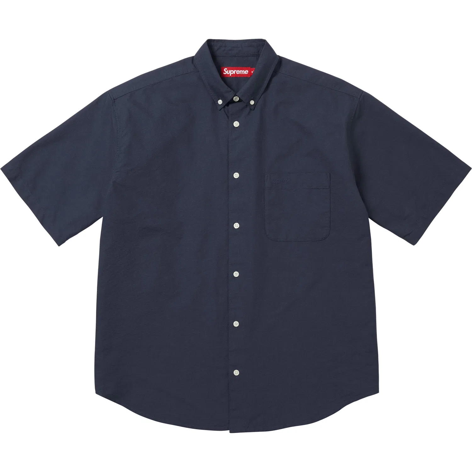 Свободная оксфордская рубашка с коротким рукавом SS26 WEEK7 Loose Fit Oxford S/S Shirt Unisex Supreme, Marine Blue/Navy