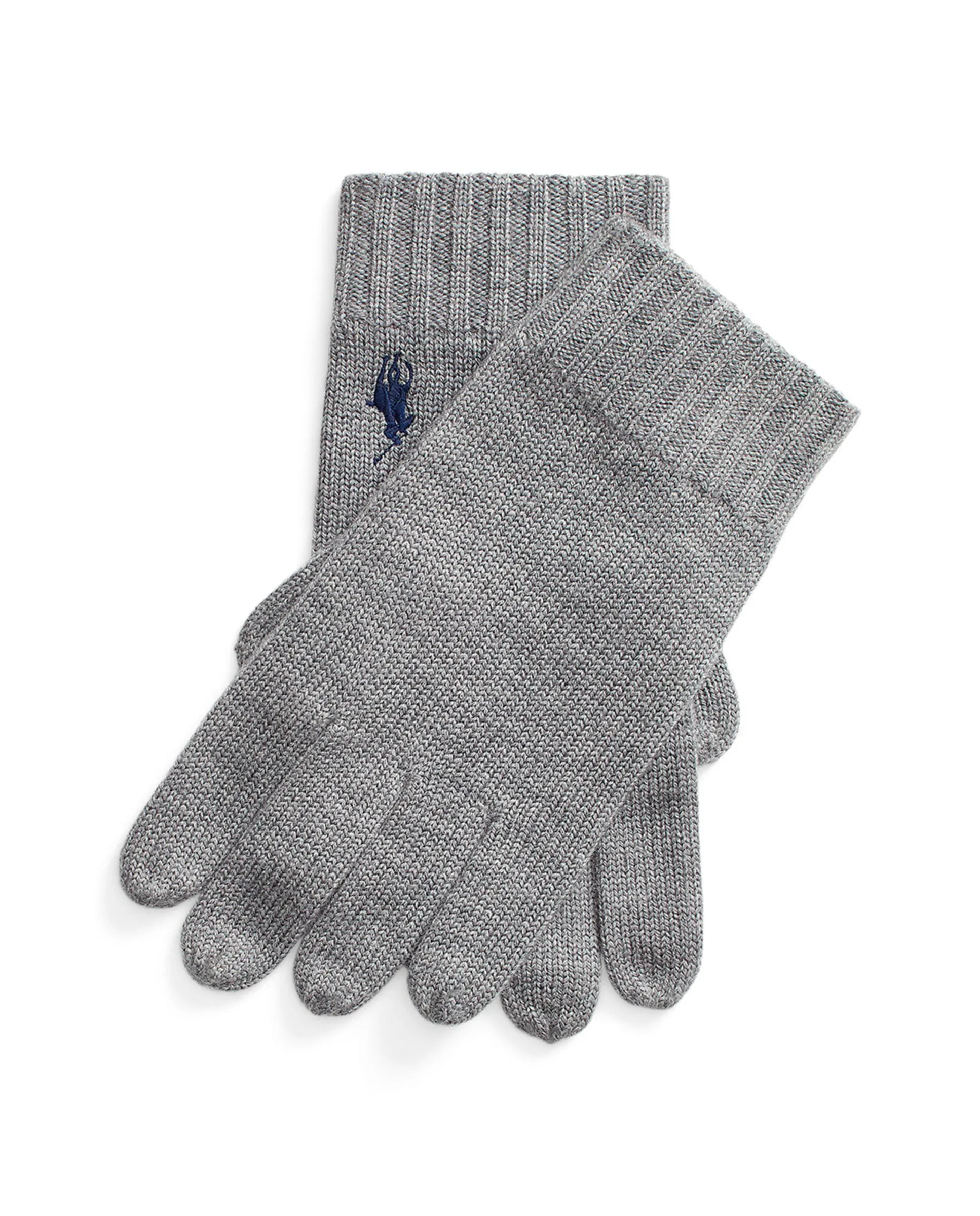 

Мужские шерстяные перчатки с вышивкой в виде лошади Polo Ralph Lauren, светло-серый