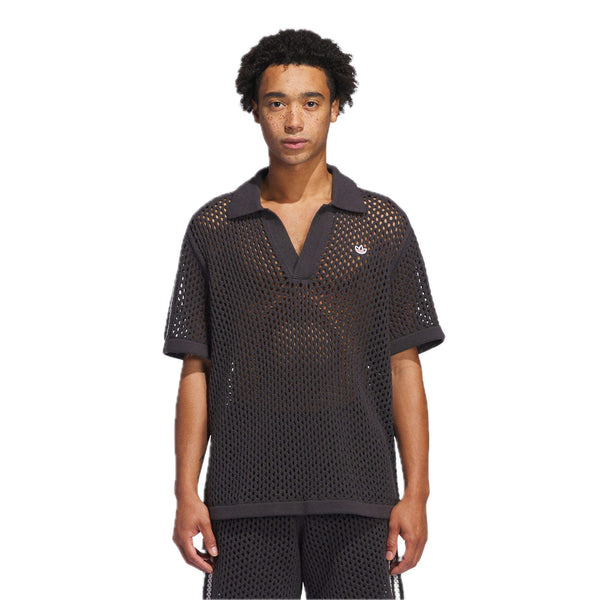 Рубашка поло x clot fw24 crochet polo shirt asia sizing 'carbon' Adidas, черный — фото 3