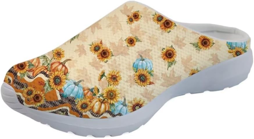 

Женские слипоны-мюли Forchrinse с милым Санта-Клаусом, мужские садовые сабо, сетчатые прогулочные туфли для повседневной носки, работы и спортзала, Pumpkin Sunflower