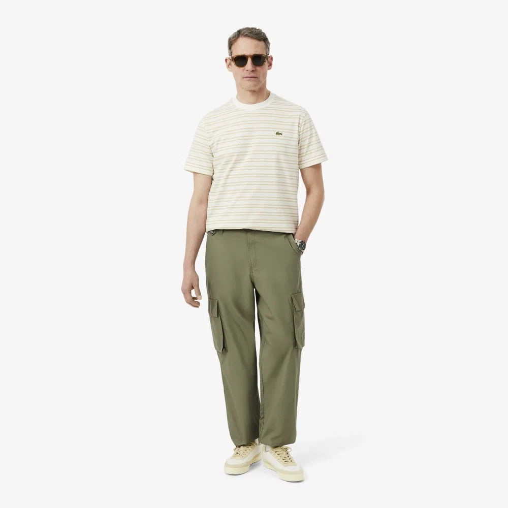 Мужские прямые брюки карго чинос цвета хаки от Lacoste