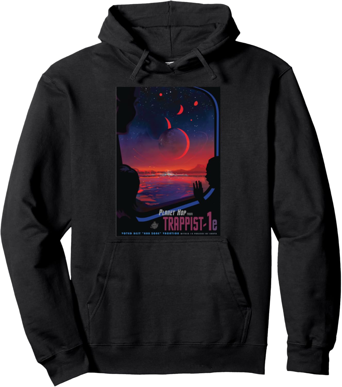 

Толстовка с изображением плаката NASA Trappist 1e о путешествиях и туризме Space Geeks, черный