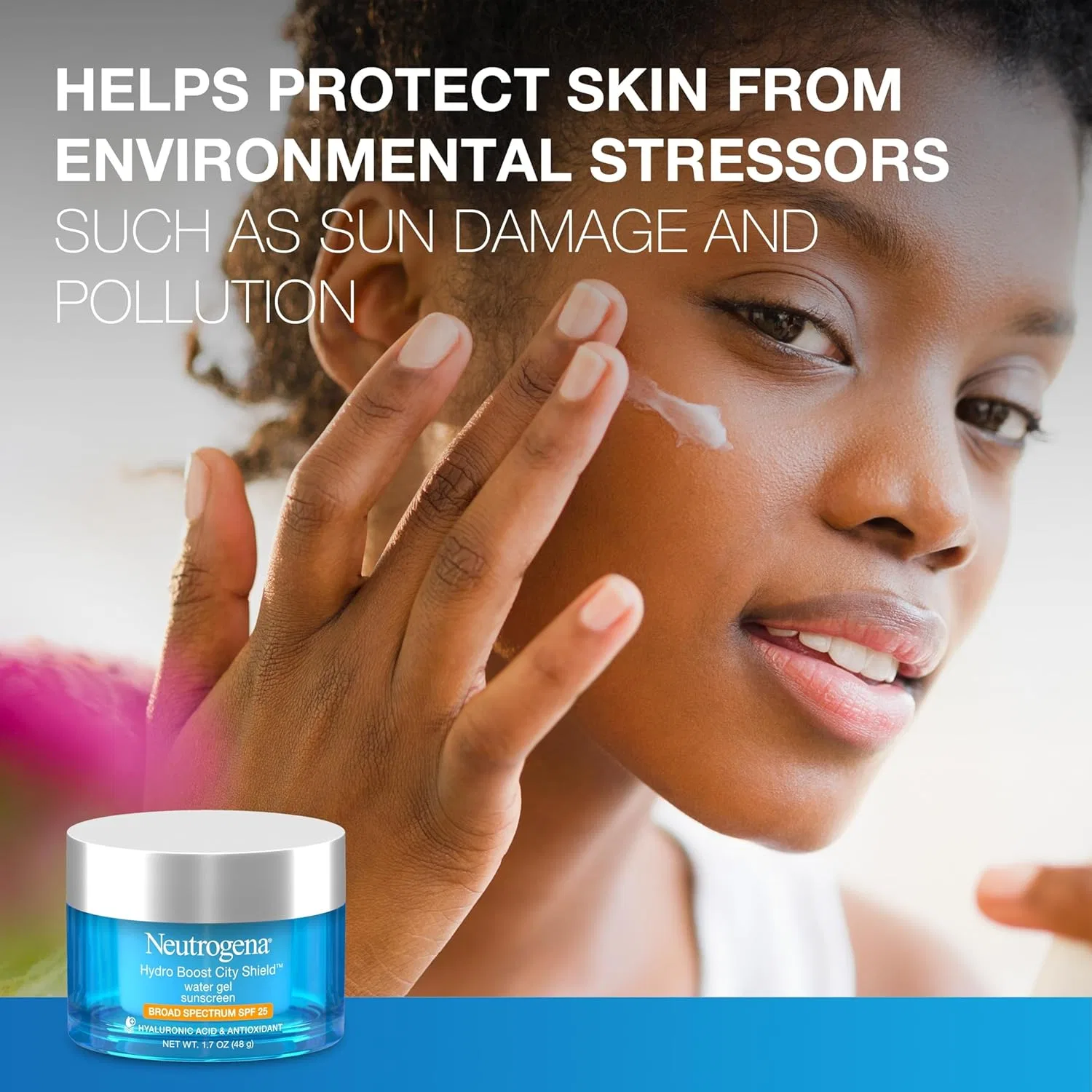 Солнцезащитный увлажняющий гель для лица Neutrogena Hydro Boost City Shield SPF 25 с гиалуроновой кислотой, 1.7 fl oz — фото 4