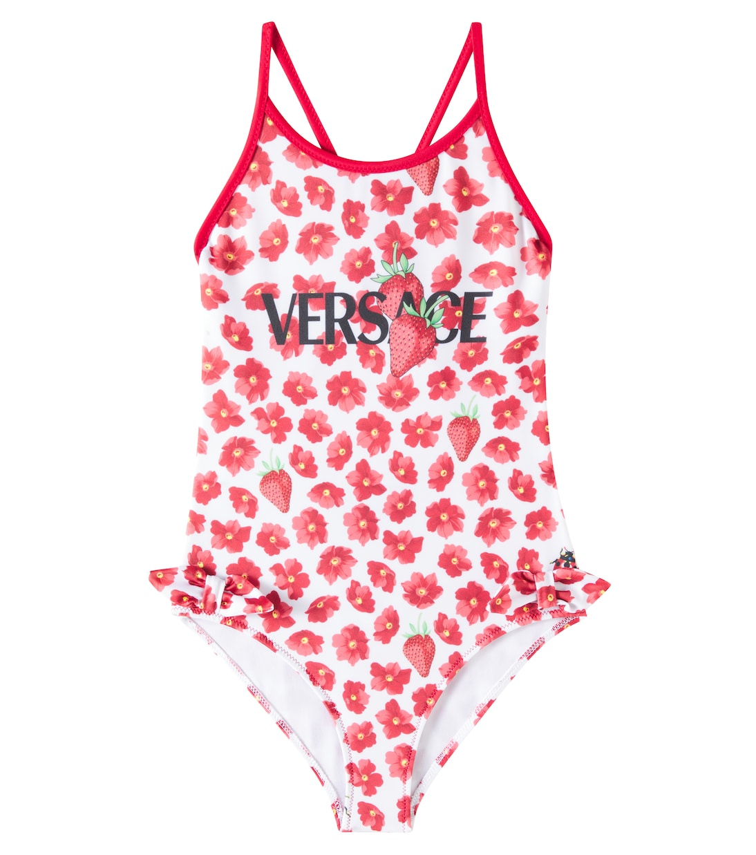 

Купальник с цветочным принтом и бантом "Strawberry Garden" Versace Kids, White + Red